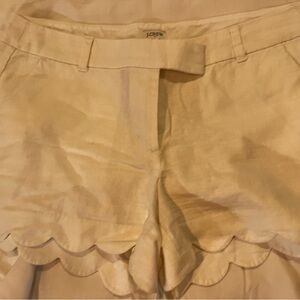J. Crew Cream High Waist Scalloped Shorts